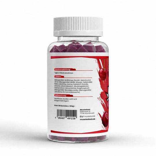 Muscleshock Kreatin Gummies Kirsche – 3 g Kreatin pro Tagesportion