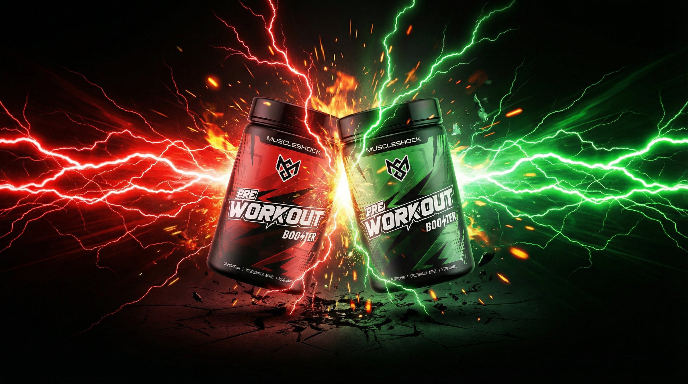 Whey Protein Vanille von Muscleshock in schwarzer Dose für Muskelaufbau