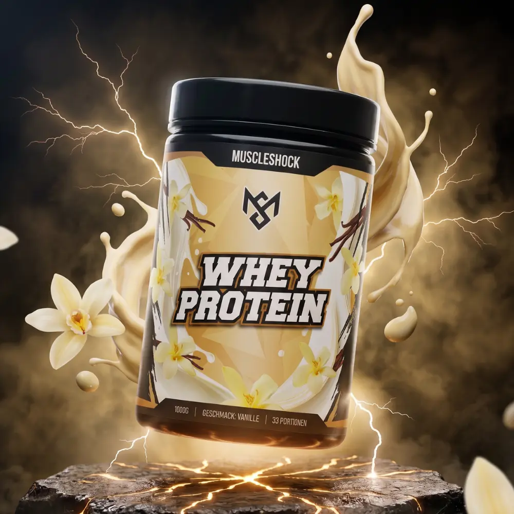 Muscleshock Whey Protein Vanille, 1000 g Dose mit 33 Portionen