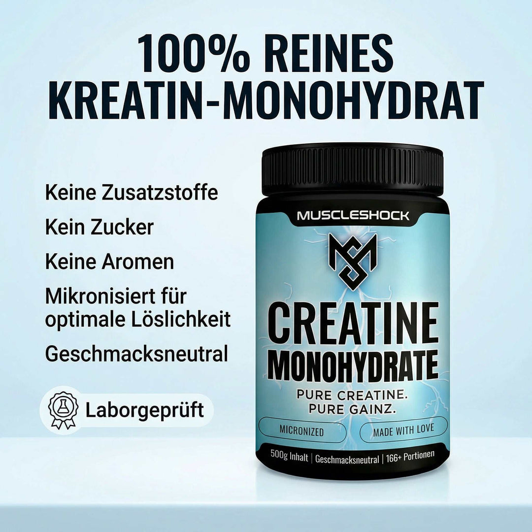 Dose Creatin Monohydrat Pulver für Muskelaufbau und Krafttraining