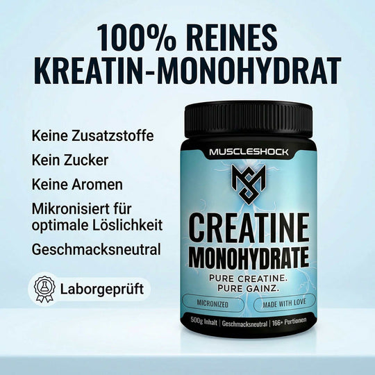 Dose Creatin Monohydrat Pulver für Muskelaufbau und Krafttraining