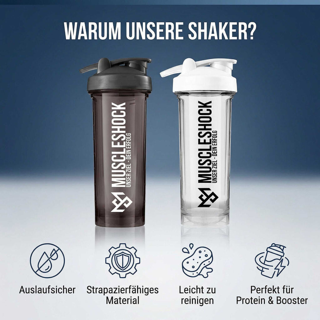 Weißer Crystal Clear Protein Shaker mit auslaufsicherem Deckel für klumpenfreies Mischen beim Training