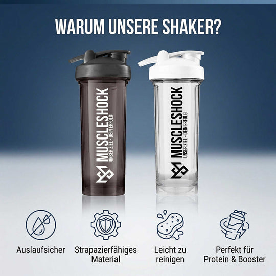 Weißer Crystal Clear Protein Shaker mit auslaufsicherem Deckel für klumpenfreies Mischen beim Training