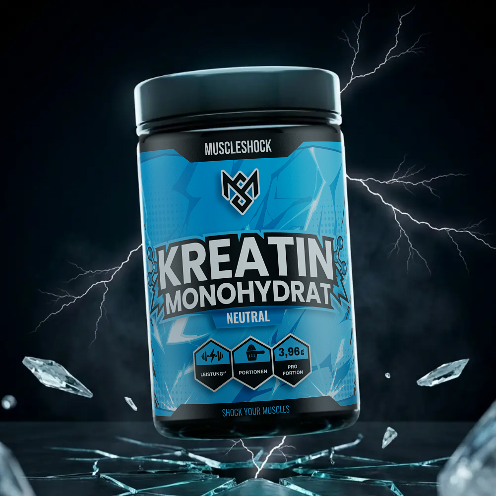 Muscleshock Pure Kreatin Monohydrat Pulver, 500 g Dose mit 111 Portionen à 3,96 g Kreatin