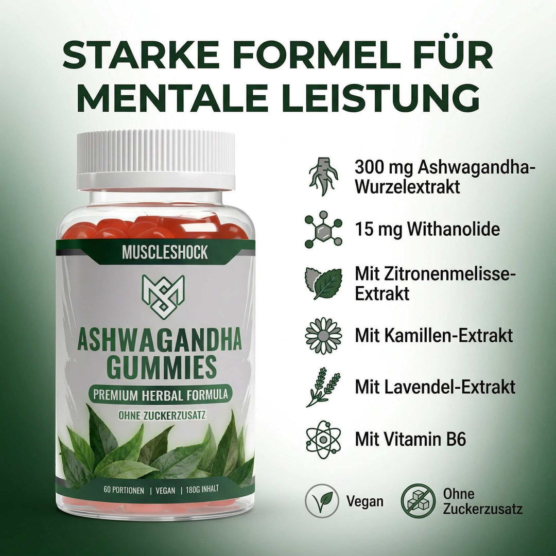 Vegane Ashwagandha Gummies für mentale Balance und Stressabbau ohne Zuckerzusatz
