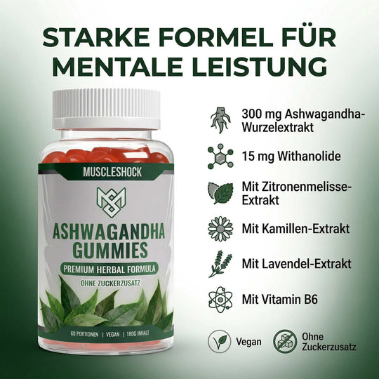 Vegane Ashwagandha Gummies für mentale Balance und Stressabbau ohne Zuckerzusatz