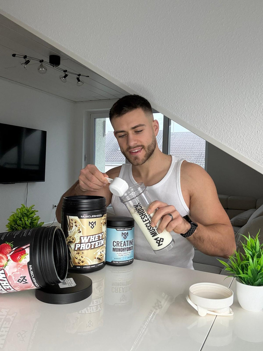 Pre Workout Booster Pulver von Muscleshock vor dem Workout