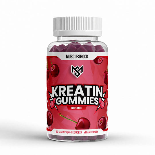 Muscleshock Kreatin Gummies Kirsche – Dose mit 90 Gummies