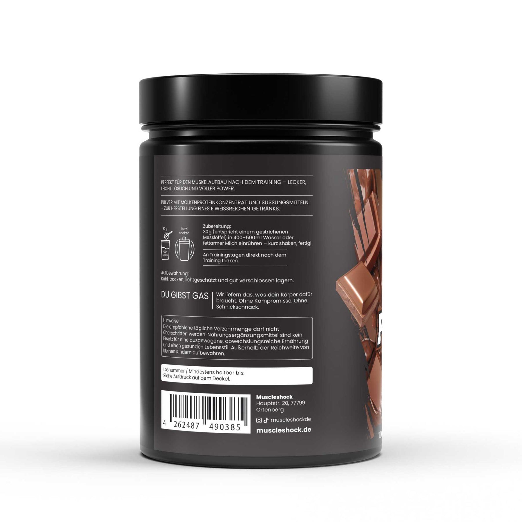 eiweißpulver aufbewahren Whey Protein Schokolade Schoko Whey – Whey Protein Pulver mit 76g Prot – Muscleshock