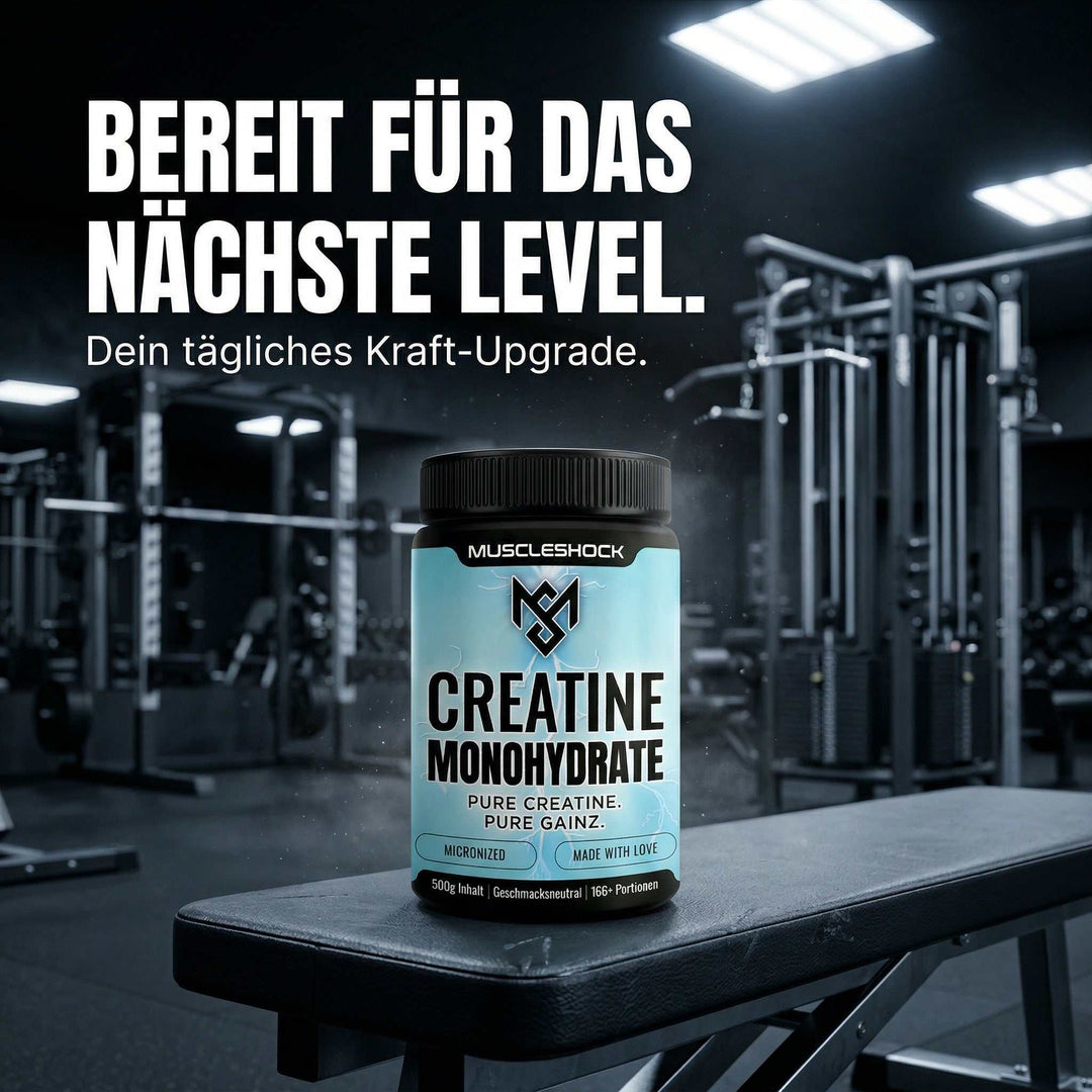 Dose Creatin Monohydrat Pulver für Muskelaufbau und Krafttraining