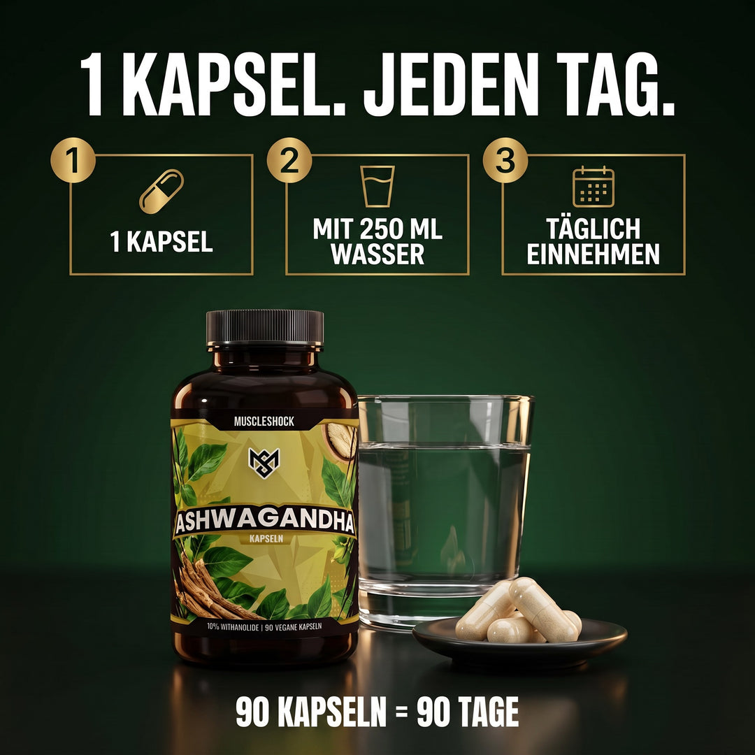 Anwendung: 1 Kapsel täglich mit 250 ml Wasser einnehmen – 90 Kapseln reichen 90 Tage