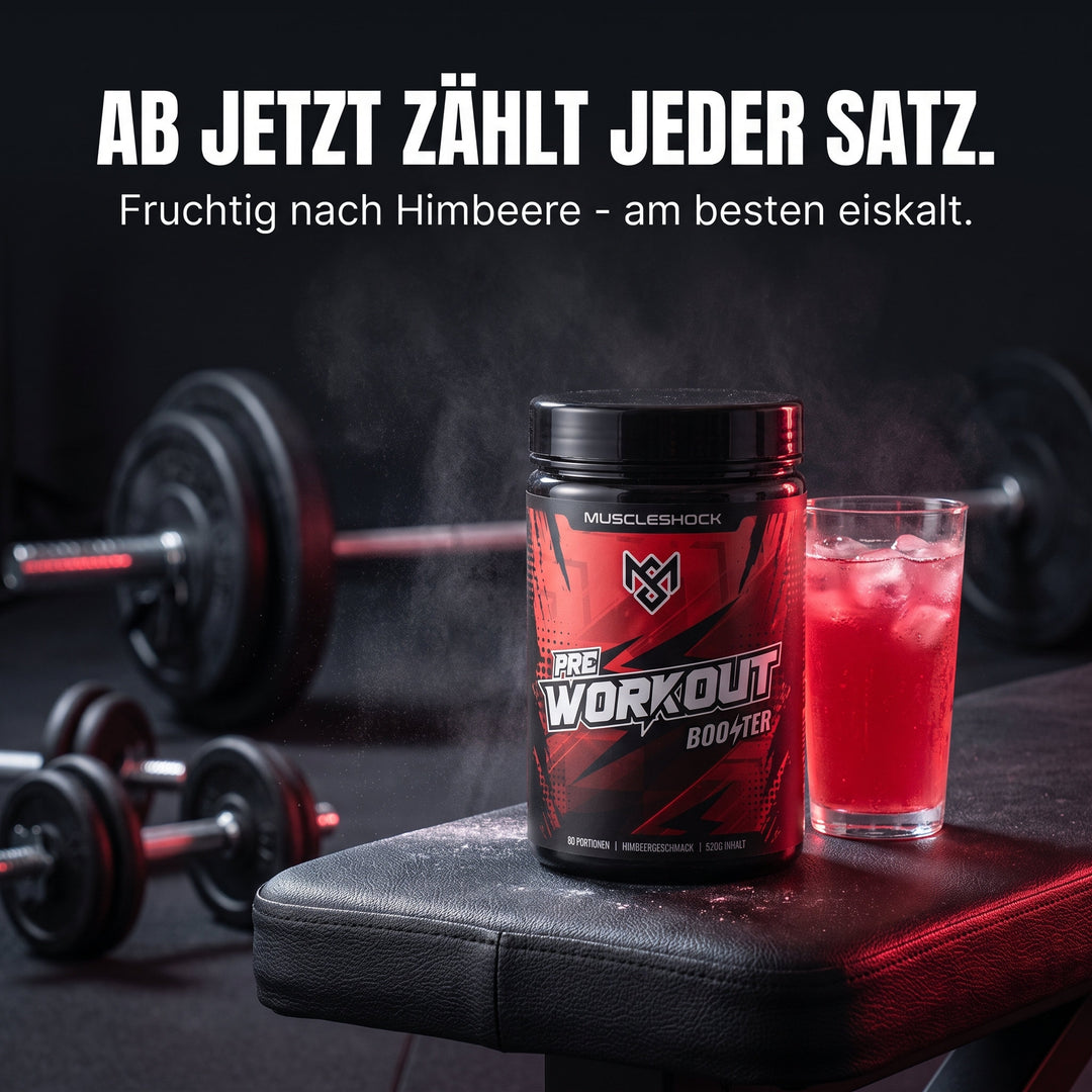 Muscleshock Shockwave Himbeere im Gym – fruchtig nach Himbeere, am besten eiskalt