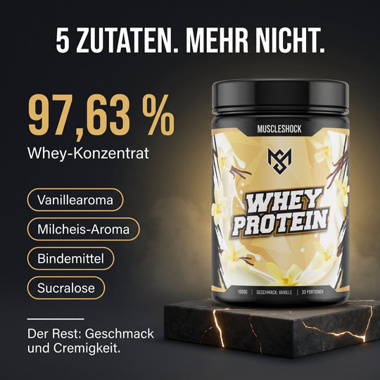Whey Protein Vanille – nur 5 Zutaten, Hauptzutat Whey-Konzentrat